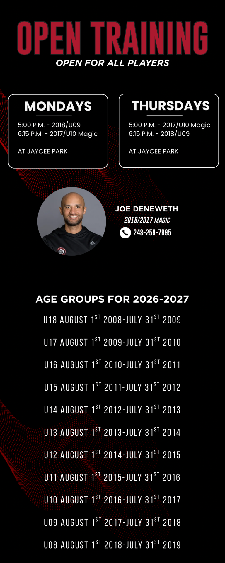 U9 & U10 OPEN TRAINING