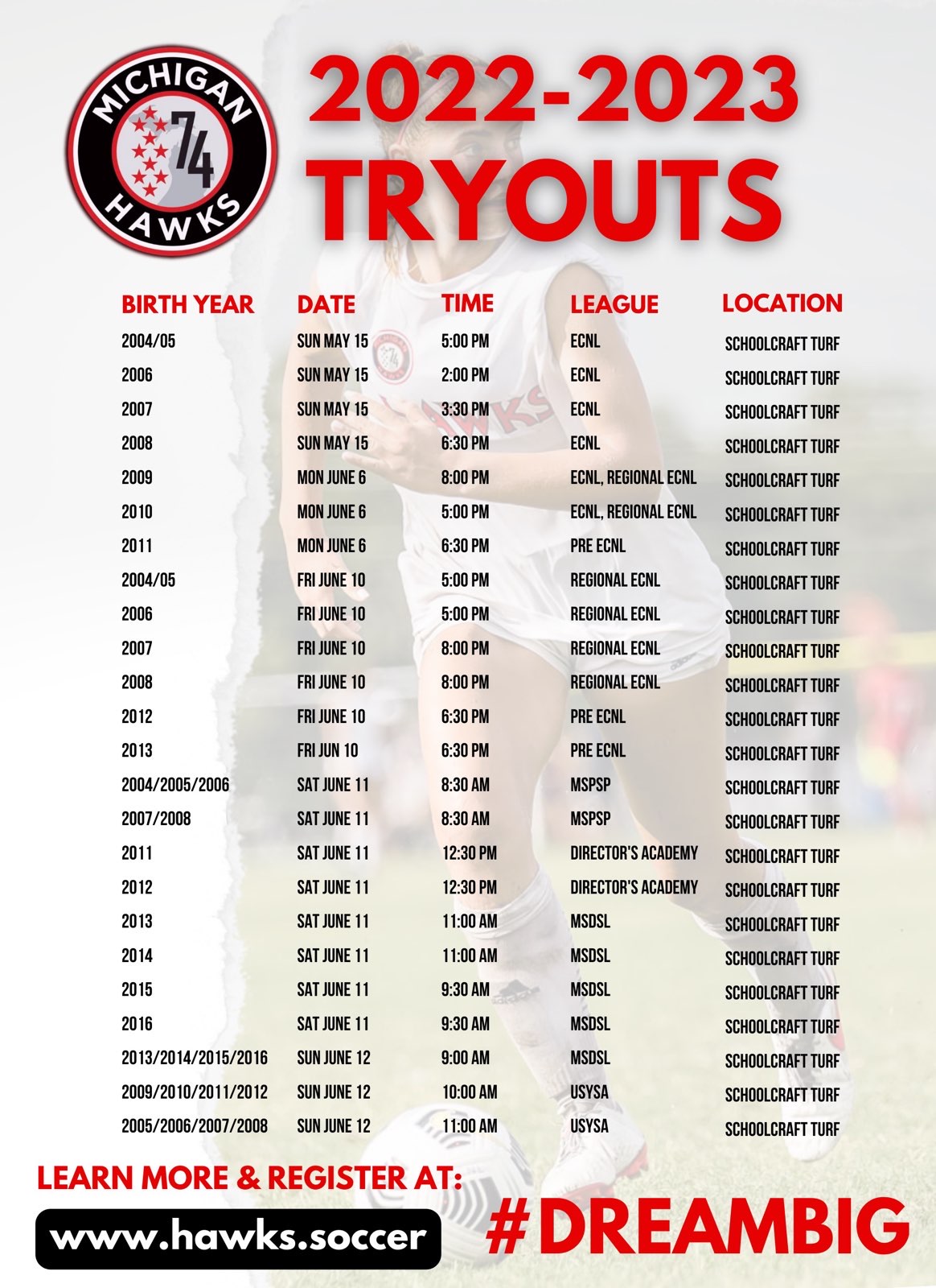 2022-2023 TRYOUTS - Michigan Hawks 2022-2023 TRYOUTS - Michigan Hawks